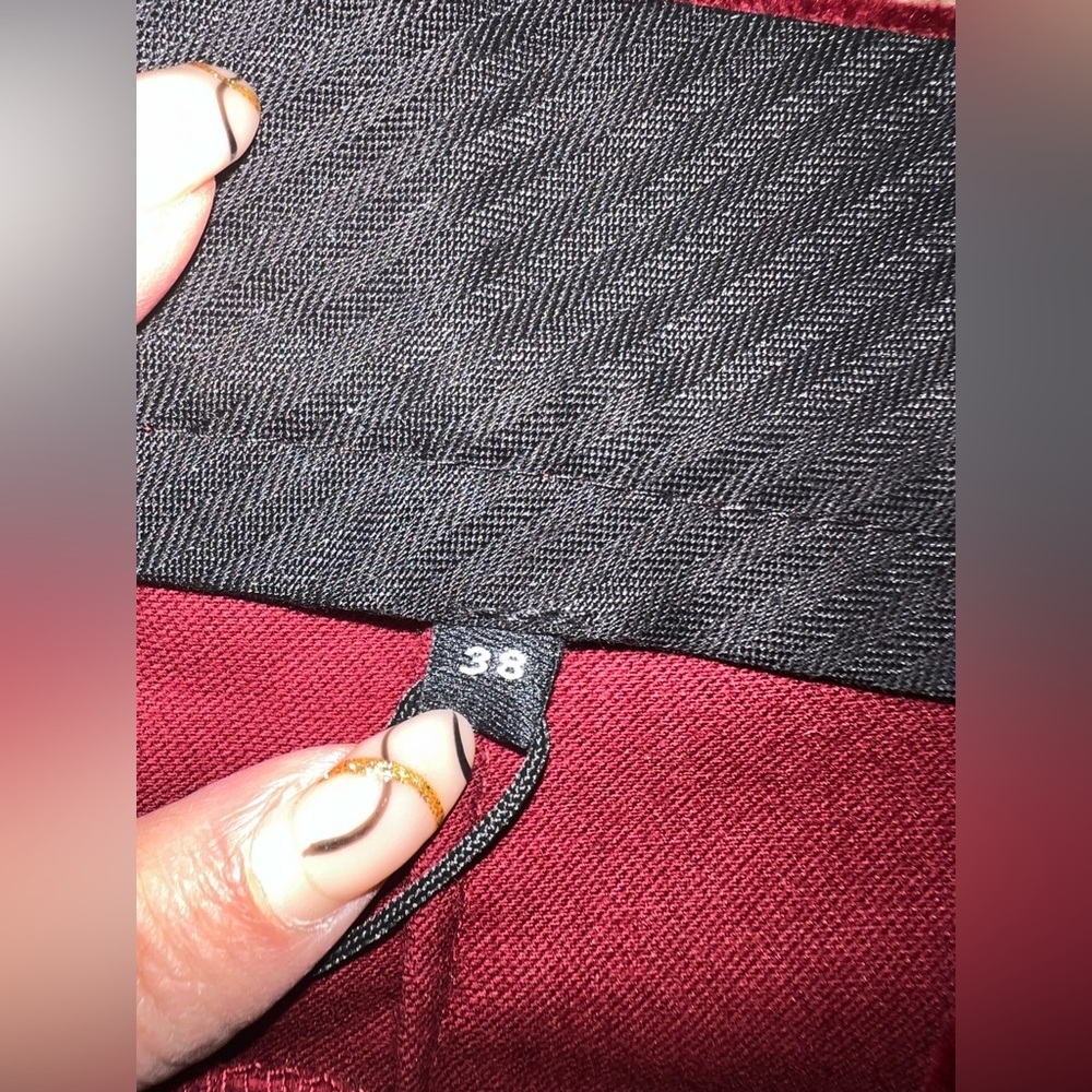 The Kooples Burgundy Velvet Slim Pants Trousers Size 38 NWT - Picture 8 of 12